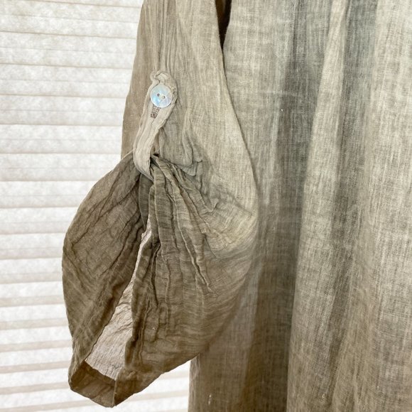 Flare Semi Sheer Grey Cotton Cover Up Top Lace Fringe Edge - Picture 6 of 8